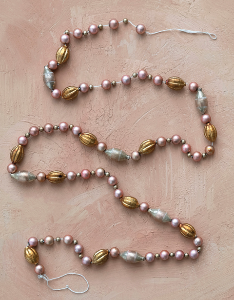 Pink, Mint & Coral Mercury Glass Garland