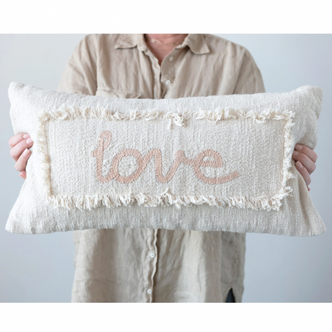 Love Lumbar Fringe Pillow