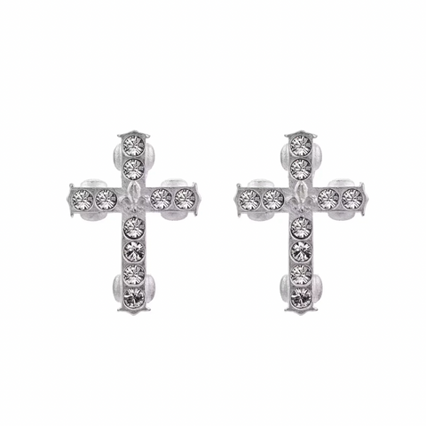 Silver Swarovski Cross Stud Earrings