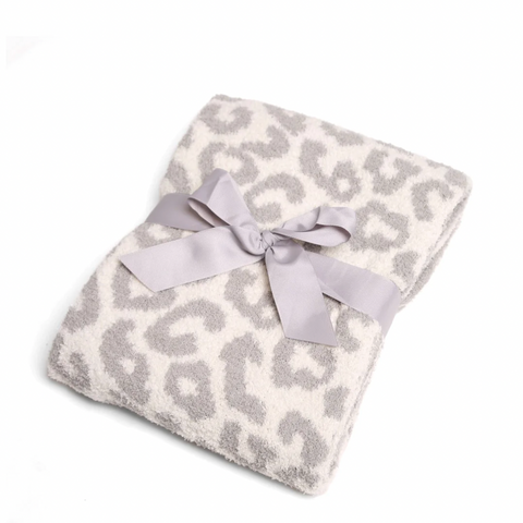 Child's Leopard Throw Blanket - Gray