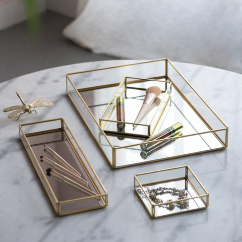 Gold-Rimmed Glass Tray