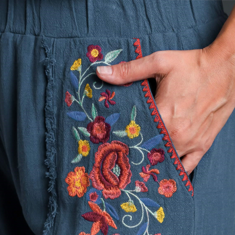 Embroidery Pant - Slate Blue