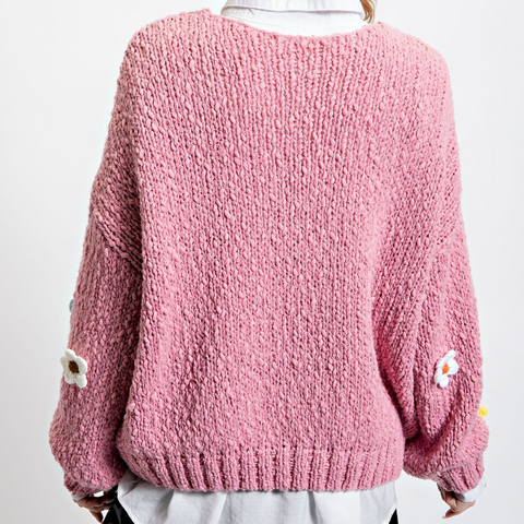 Embo Knit Sweater - Rose