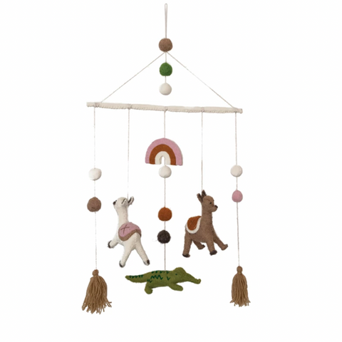 Llamas, Alligator + Tassels Felt Mobile