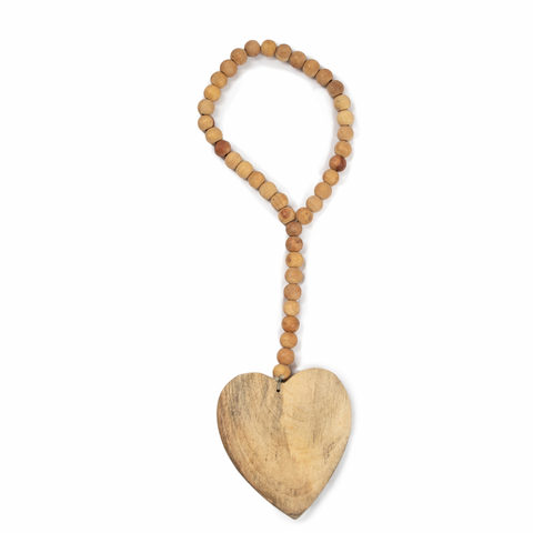 Small Heart on Natural Wood Beads
