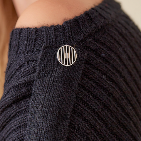 Shoulder Button Detail Sweater - Black