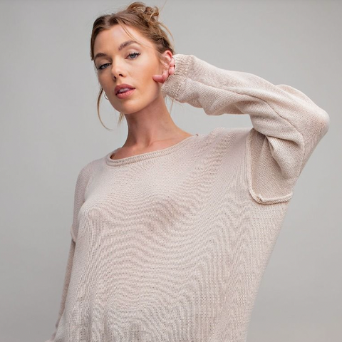 Knitted Solid Sweater - Khaki