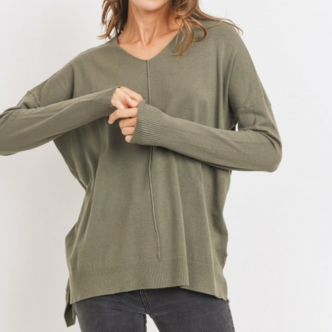 High Low Oversize Sweater - Pickle