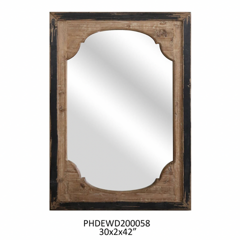 Aged Wooden Panel Mirror