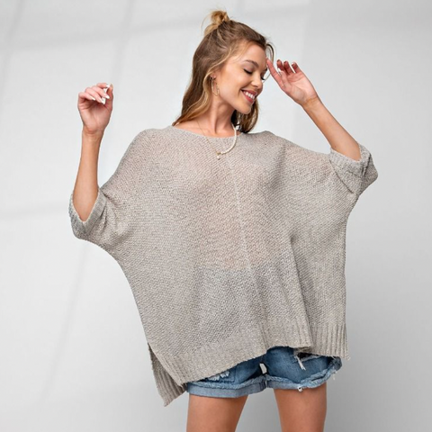 Breezey Sweater Top - Heather Grey