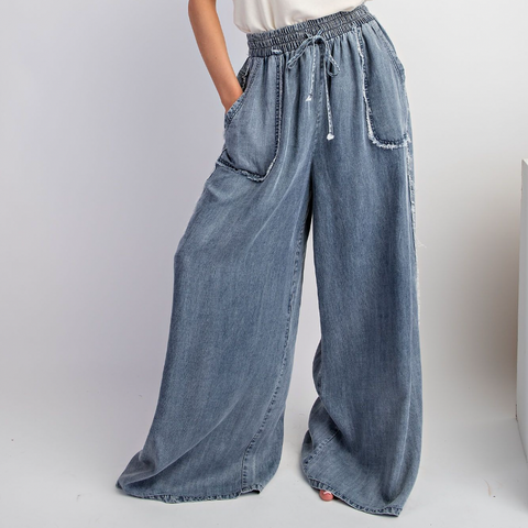 Washed Denim Chambray Pant