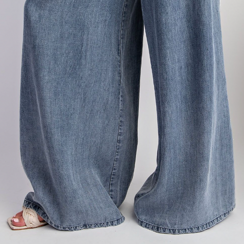 Washed Denim Chambray Pant