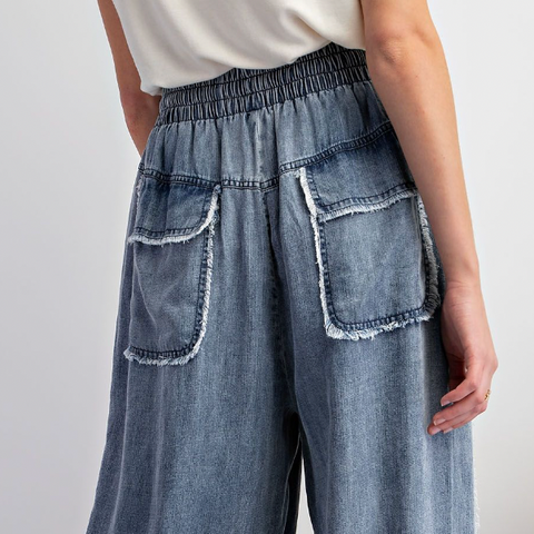 Washed Denim Chambray Pant