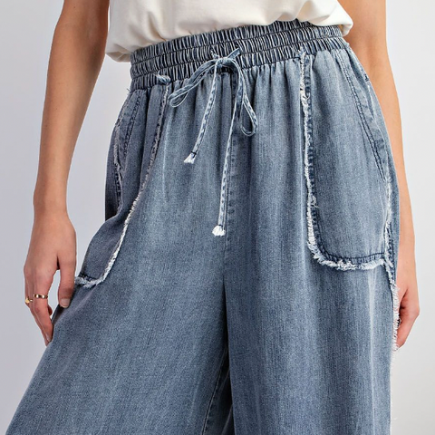 Washed Denim Chambray Pant