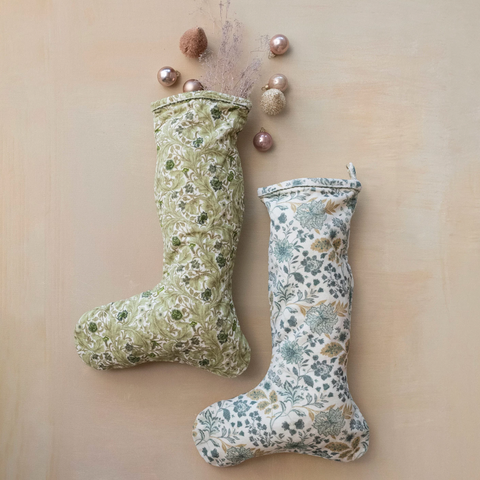 Cotton Velvet Floral Stocking