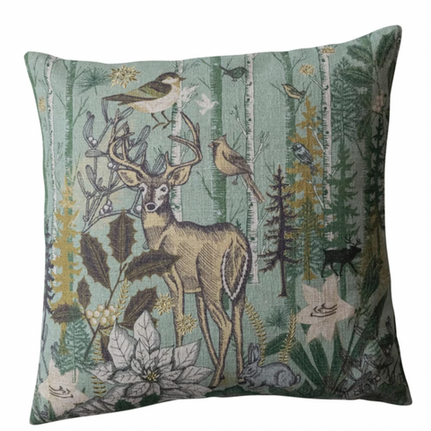 Green Flora Fauna 20" Pillow