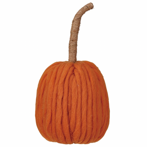 Wool 14"H Pumpkin with Jute Stem