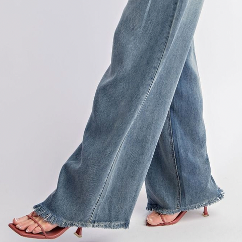 High Waisted Washed Denim Pant