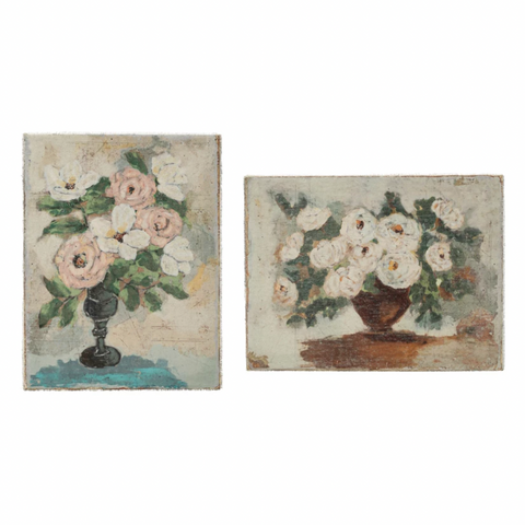 Canvas Decor with Flowers Vase