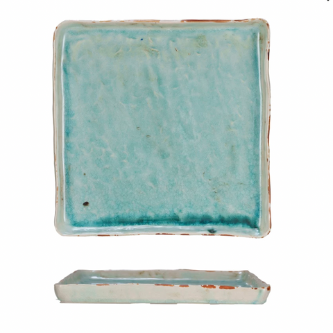 Aqua Stoneware Serving Tray