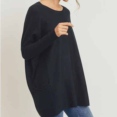 Oversize Pocket Sweater - Black