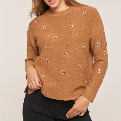 Embroidered Sweater - Brown