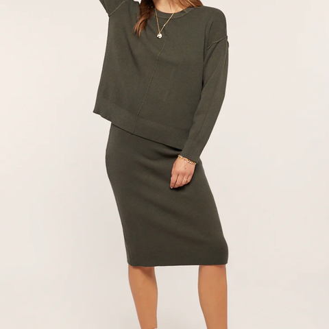 Midi Sweater Skirt - Olive