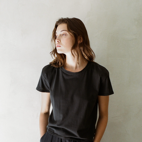 Cecilia Knit Tee - Washed Black