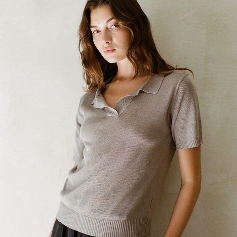 Collared Short Sleeve Sweater