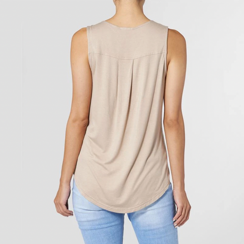 Erin Pleated Tank - Tan