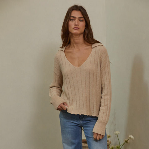 Catalynn Collar Sweater - Linen