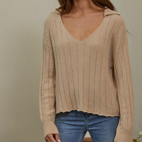 Catalynn Collar Sweater - Linen