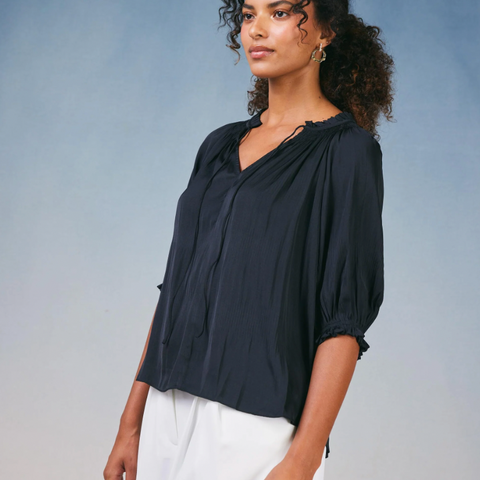 Angelica Pleated Blouse - Black