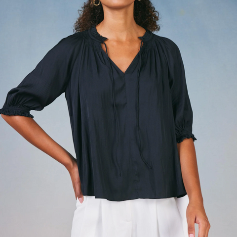 Angelica Pleated Blouse - Black