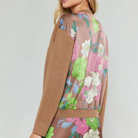 Floral Contrast Cardigan