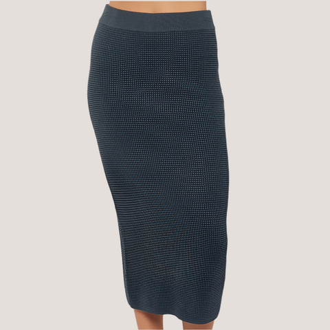 Waffle Textured Sweater Skirt - Ink Navy