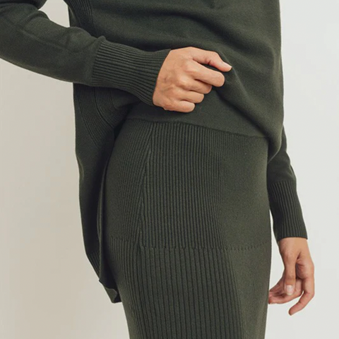 Soft Touch Sweater Skirt - Dark Green