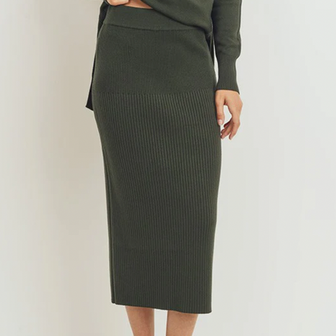 Soft Touch Sweater Skirt - Dark Green