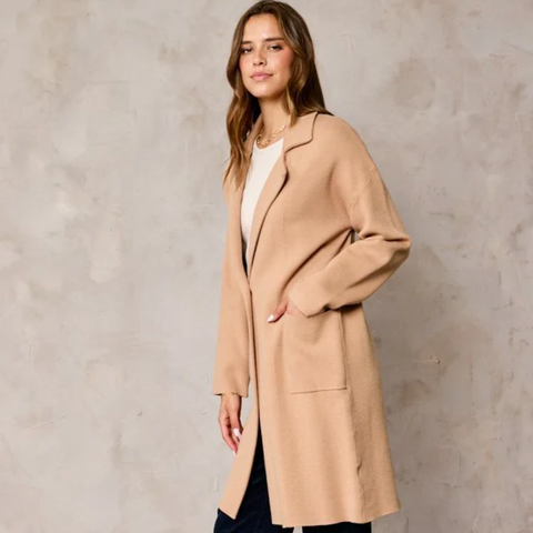 Soft Touch Sweater Coat - Latte