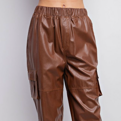 Faux Leather Pant - Mocha