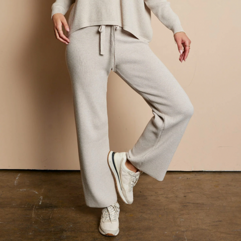 Waffle Texture Sweater Pant - Stone