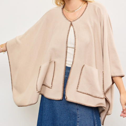 Grain Button Closure Poncho