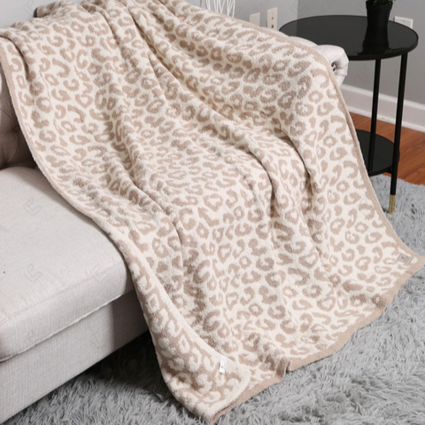 Leopard Throw Blanket - Beige