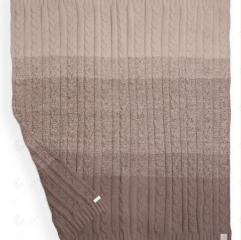 Color-Gradient Knit Throw Blanket - Beige