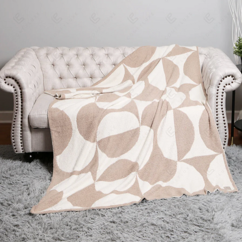 Overlapping Circle Throw Blanket - Beige