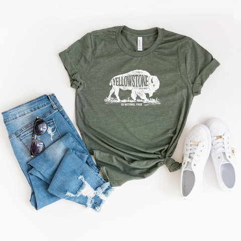 Yellowstone Bison Tee - Olive