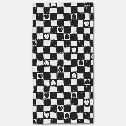 Checkered Hearts Bar Towel