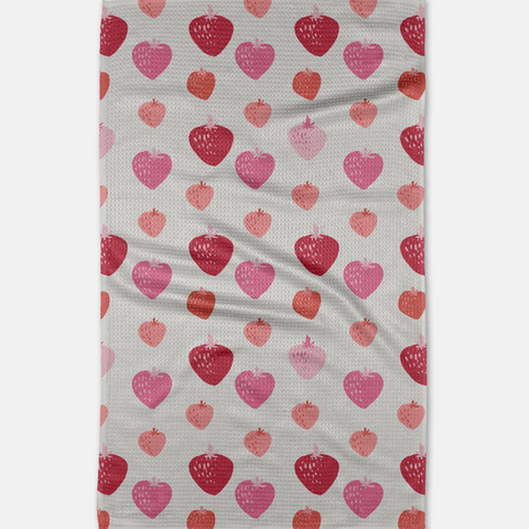 Pink Strawberries Kitchen Towel