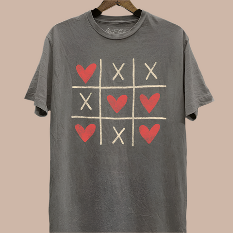 Tic Tac Toe Tee - Stone Grey