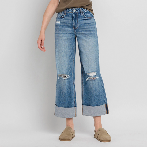 Acid Wash Cuffed Jean